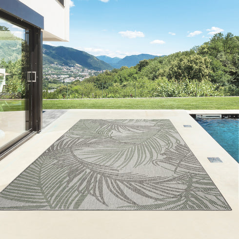Outdoor Teppich | Für Drinnen und Draußen | Terrasse Balkon Garten Wohnzimmer Badezimmer Küche Flur Läufer | Grün Rund